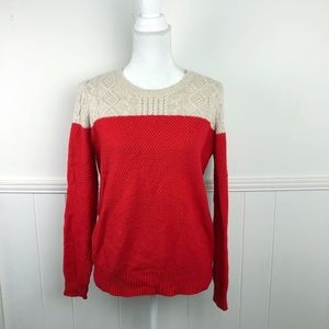 Madewell Red Tan Stripe Sweater Cotton Rabbit Hair